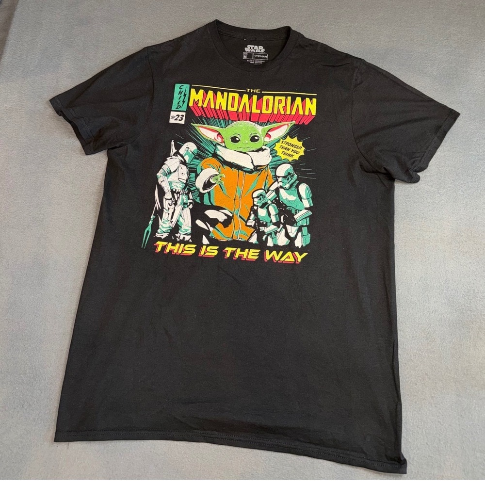 Star Wars The Mandalorian Graphic‎ T-Shirt Mens Medium Black Tee